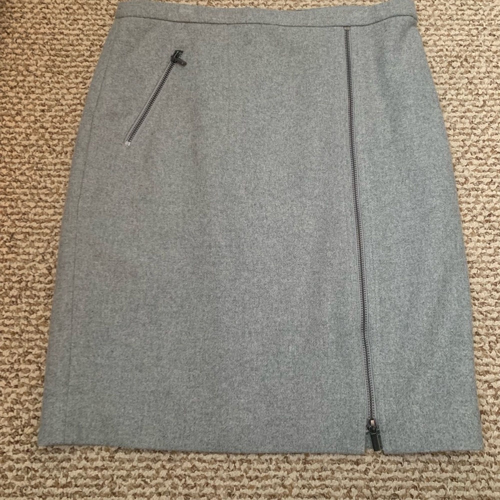 J. Crew Grey Wool Zipper Detail Pencil Skirt